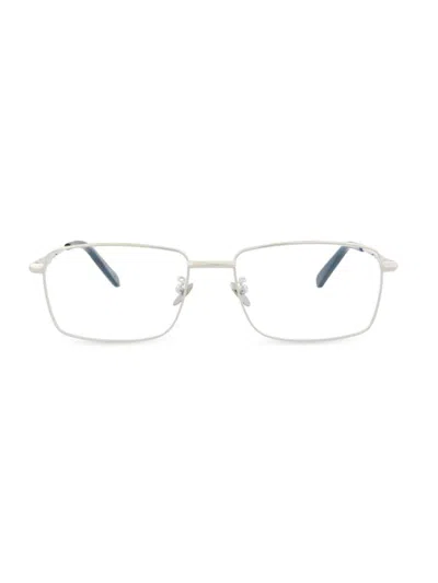 Brioni Men's 58mm Rectangle Eyeglasses In Silver