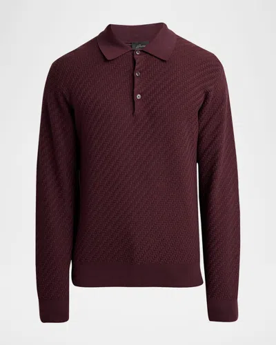 Brioni Men & Apos;s Cotton And Cashmere Jacquard Polo Sweater In Brown