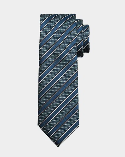 Brioni Men & Apos;s Diagonal Stripe Jacquard Silk Tie In Metallic