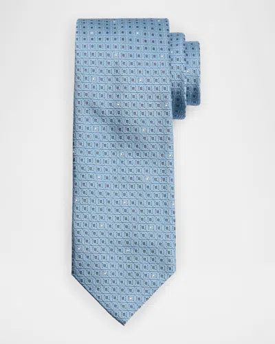 Brioni Men & Apos;s Geometric Jacquard Silk Tie In Blue