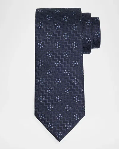 Brioni Men & Apos;s Medallion Jacquard Silk Tie In Blue
