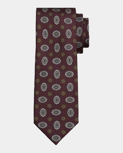 Brioni Men & Apos;s Medallion Silk Tie In Burgundy