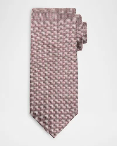Brioni Men & Apos;s Micro-geometric Square Jacquard Silk Tie In Neutral