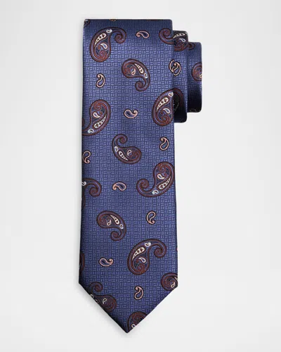 Brioni Men & Apos;s Micro-geometric Woven Paisley Silk Tie In Pattern