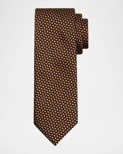 Brioni Men & Apos;s Micro-jacquard Silk Tie In Brown
