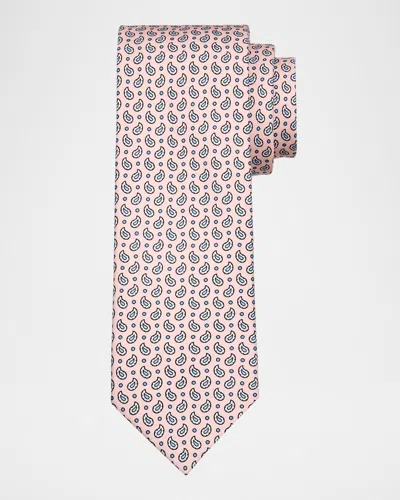 Brioni Men & Apos;s Micro-paisley Silk Tie In Pink