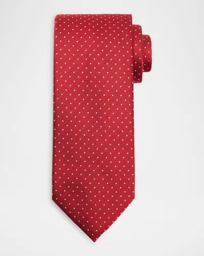 Brioni Men & Apos;s Micro-polka Dot Silk Tie In Red Multi