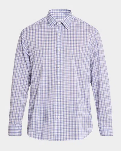 Brioni Men & Apos;s Plaid Cotton Sport Shirt In Blue/white