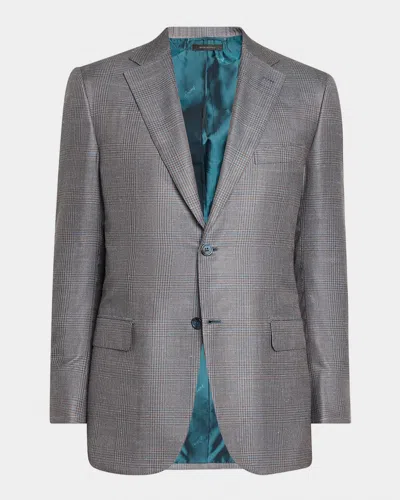Brioni Men & Apos;s Prince Of Wales Single-breasted Sport Coat In Silver