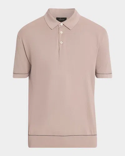 Brioni Sea Island Short-sleeve Polo Shirt In Brown