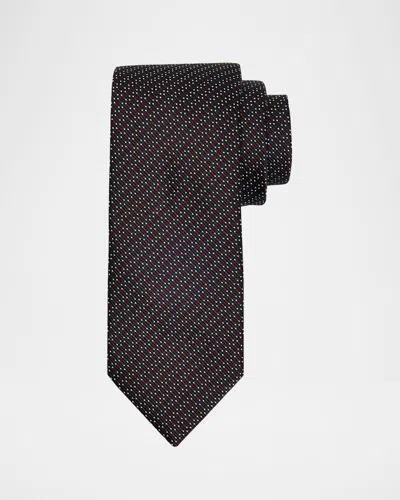 Brioni Men & Apos;s Silk And Cotton Micro Jacquard Tie In Red/pink