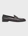 Brioni Leather Appia Loafers In Coffee