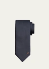 Brioni Men's B-embroidered Silk Twill Tie In Midnight Blue