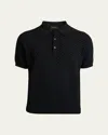 Brioni Cotton-silk-cashmere Polo Shirt In Blue