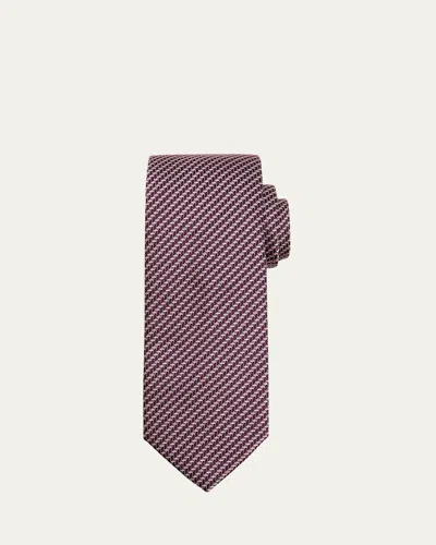 Brioni Men's Bicolor Chevron Silk Tie In Pink