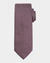 Brioni Men's Bicolor Chevron Silk Tie In Brown