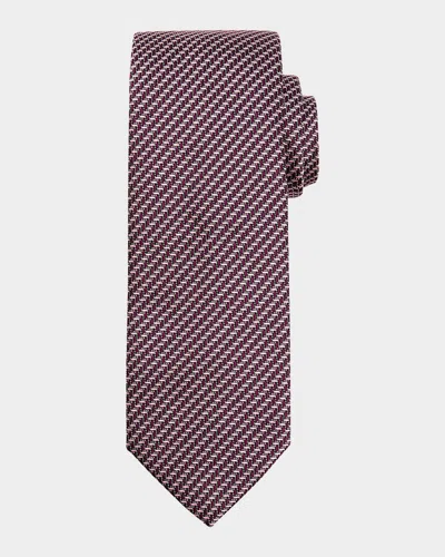 Brioni Men's Bicolor Chevron Silk Tie In Pink