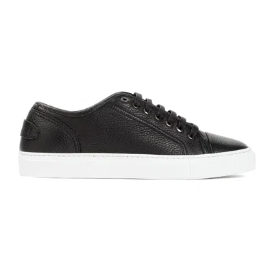 Brioni Men's Black Grained Leather Sneakers For Ss24