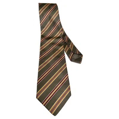 Pre-owned Brioni Men's Blue Silk Striped Tie, Handmade In Italy