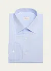 Brioni Men's Cotton Micro-check Dress Shirt In Blue Marbl