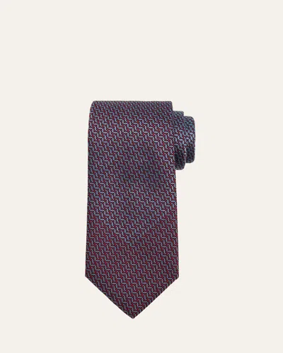 Brioni Men's Broken Chevron Silk Tie In Flannel