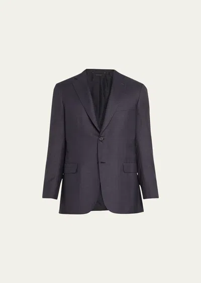 Brioni Men's Brun Tonal Plaid Sport Coat In Navy