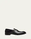 Brioni Men's Bruton Rubber-sole Leather Penny Loafers In Black