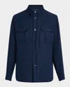 Brioni Wool Twin-pocket Overshirt In Blue