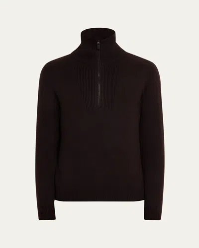 Brioni Men's Cashmere And Silk Knit Half-zip Sweater In Black