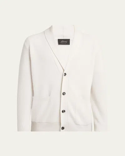 Brioni Men's Cashmere And Wool Ribbed Cardigan In Off White