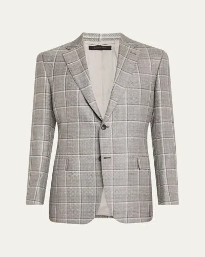 BRIONI MEN'S CASHMERE-BLEND PLAID SPORT COAT