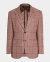 Brioni Men's Cashmere Blend Rust Plaid Sport Coat In Brown