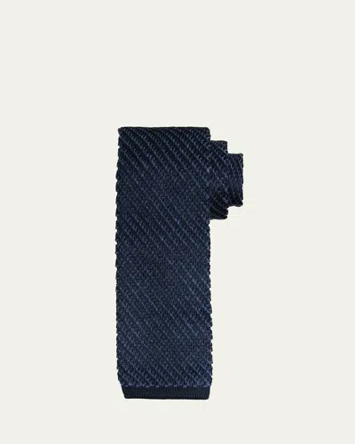 Brioni Men's Cashmere Blend Tricot Stripe Tie In Blue