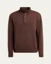 Brioni Men's Cashmere Button Mock-neck Sweater In Brown