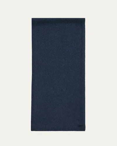 Brioni Men's Cashmere Knit Leather-label Scarf In Blue