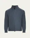 Brioni Men's Cashmere Mouline Zip Sweater In Royal