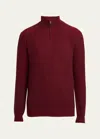 Brioni Men's Cashmere Quarter-zip Sweater In Medium Gre