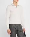 Brioni Men's Cashmere Quarter-zip Sweater In Off White/