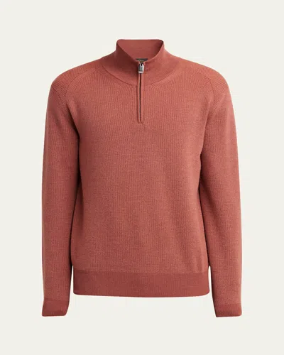 Brioni Men's Cashmere Quarter-zip Sweater In Pink