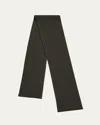 Brioni Men's Cashmere Rib Leather-label Scarf In Gray