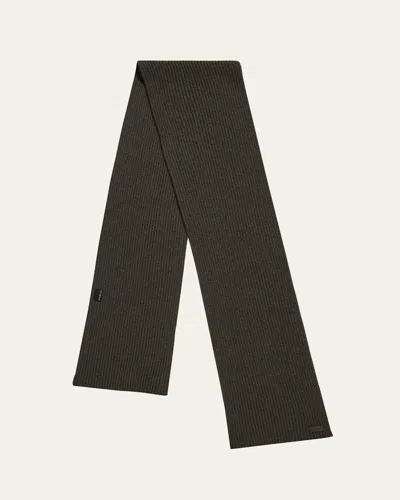 Brioni Men's Cashmere Rib Leather-label Scarf