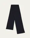 Brioni Men's Cashmere Rib Leather-label Scarf In Black