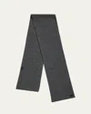Brioni Men's Cashmere Rib Leather-label Scarf In Gray