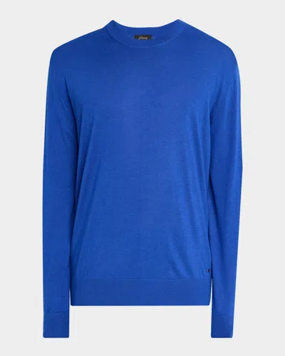 Brioni Men's Cashmere-silk Crewneck Sweater In Blue