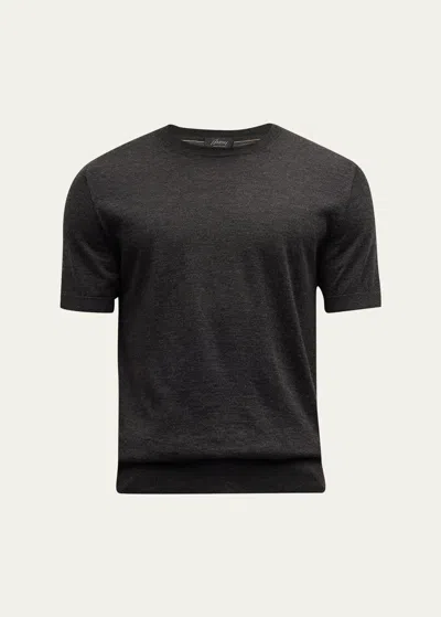 Brioni Men's Cashmere-silk Crewneck Sweater In Gray