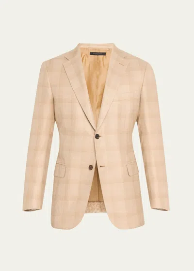 Brioni Men's Cashmere-silk Plaid Sport Coat In Neutral