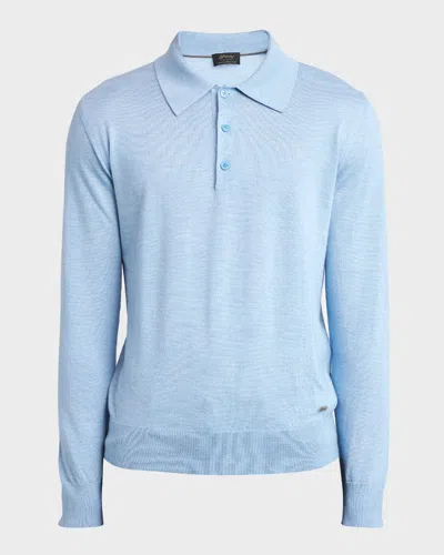 Brioni Men's Cashmere-silk Polo Shirt In Lt Blue