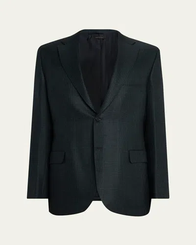 Brioni Men's Cashmere Tonal Plaid Single-breasted Sport Coat In Black