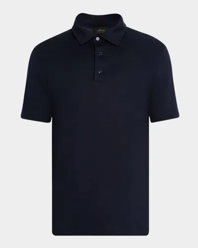 Brioni Men's Cotton And Cashmere Polo Shirt In Blue