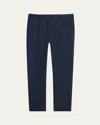 Brioni Men's Cotton And Linen Flat-front Trousers In Navy
